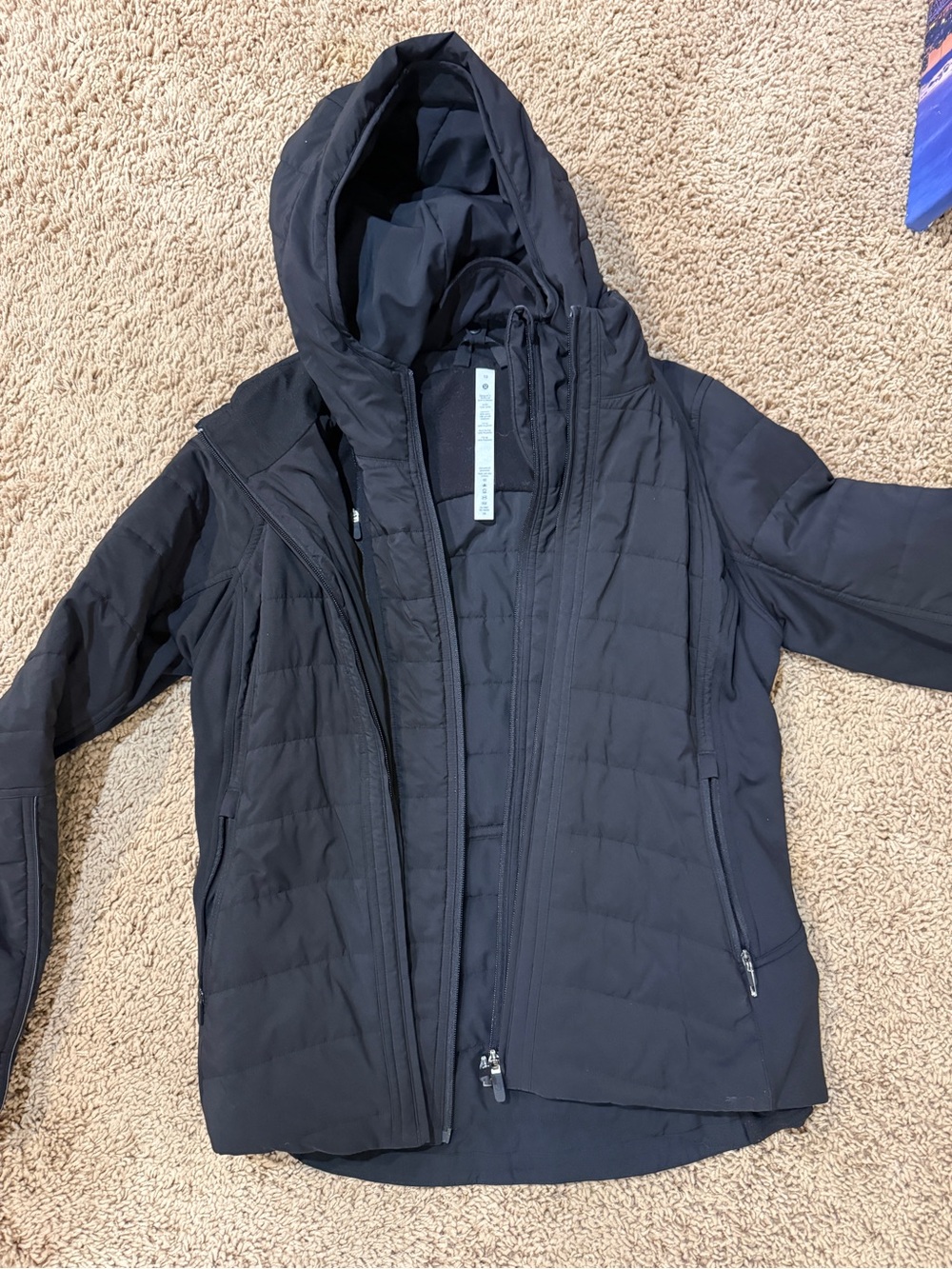 lululemon athletica Black Hooded Quilted Puffer Jacket